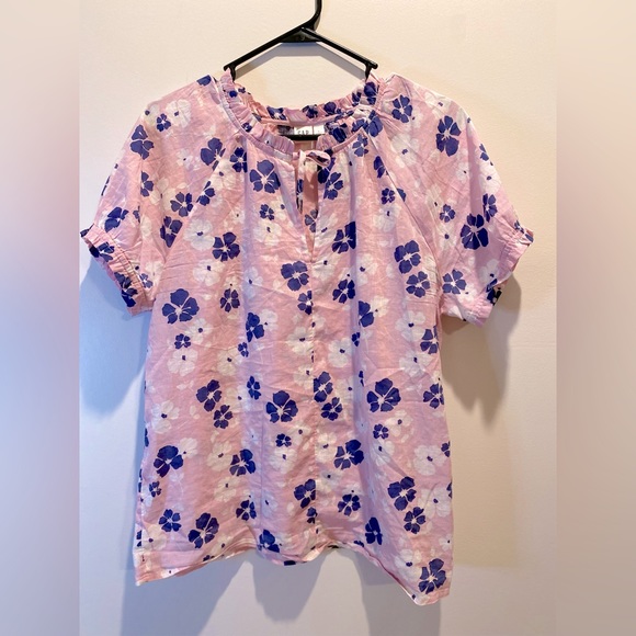 GAP Tops - GAP, Size Large, Pink Floral Print Tie Front Top